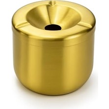 Aesco Busstier Gold Metal Kapaklı Küllük, Portatif ve Modern Tasarım Kül Tablası, Araç Için Uygun Rüzgar Geçirmez Küllük, Lüks Altın Rengi Masaüstü Kül Tepsisi, Kolay Temizlenir Dış Mekan Küllüğü