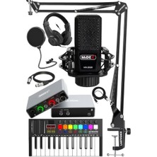 Aesco Midex Midi Paket-2 Stüdyo Ekipmanları Seti Ses Kartı Midi Klavye Mikrofon Kulaklık