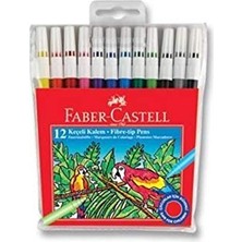 Aesco Faber-Castell Keçeli Kalem 12 Renk, Parlak Renkler, Su Bazlı Yıkanabilir Mürekkep, Çocuklar Için Güvenli