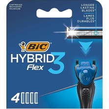 Aesco Bıc Hybrid 3 Flex 4'lü Yedek Tıraş Bıçağı Kartuşu, 3 Nano Teknolojik Titanyum Bıçak, E Vitaminli Geniş Kayganlaştırıcı Band
