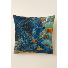Orcadeco -Blue Panther Dekoratif Kırlent Kılıfı 45X45 cm – Renkli Tropikal Desenli Yastık