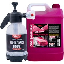 Aesco Pink Fusion%90 Cilalı Oto Şampuanı 5 Lt ve  Köpük Yapıcı Pompa 2 Lt