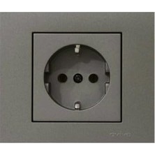 Aesco Seldur Grano Antrasit Topraklı Priz + Çerçeve,füme