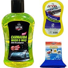 Aesco Carnauba Cilalı Oto Şampuanı (1 Lt) + Mikrofiber Bez + Sünger