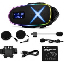 Aesco K16 2x Bluetooth Motosiklet Kask Interkomu, Bluetooth 6.0, Çift Yönlü Konuşma, Hd Ses, Gürültü Azaltma, 1200 Metre Menzil, 40 Saat Pil Ömrü, Type-C Şarj, Tüm Kasklarla Uyumlu