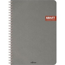 Aesco Le Color Kraft Ofis Defter Spiralli Çizgili Gri