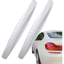 Aesco Kyrotech 2 Adet Karbon Fiber Görünümlü Tampon Koruyucu Şerit – 40,5 cm Yapışkanlı Esnek Köşe Koruma – Beyaz Renkli, Araç Ön ve Arka Tampon Için Çizik Önleyici Şerit, Tüm Araçlara Uyumlu