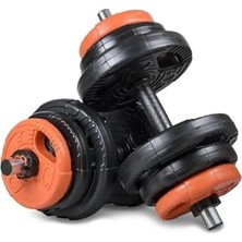 Aesco Spor 21  (2X10,5) Multifonksiyonel Grip Plate Dambıl Seti Turuncu -Siyah