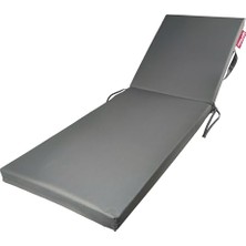 Aesco Xpermate Fermuarlı Şezlong Minderi Su Itici Kumaş Katlanır Kamp Minderi Yıkanabilir Kılıf Gri 60X180X5 cm