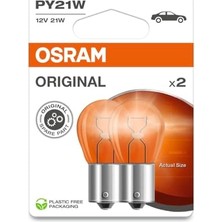 Aesco Osram 7507 PY21 W Sinyal Lambası, Flaş Işığı Double Blister Turuncu 7507-02B