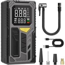 Aesco 4000MAH Hava Kompresörü Powerbank Özellikli Auhma Model Kompresör Araba Bisiklet Top Lastik Şişirme Pompası