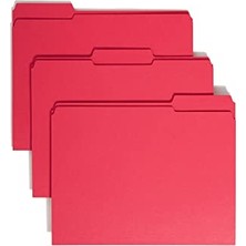 Aesco Dosya Klasörü, Güçlendirilmiş 1/3 Kesimli Tab, Mektup Boyutu, Kırmızı, Kutu Başına 100 (12734)