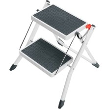 Aesco MK40 Mini Stahl-Trittleiter, 2 Stufen, Klappsicherung Mit Entriegelungstaste, Einfach Zu Verstauen, Tragegriff, 4310-001