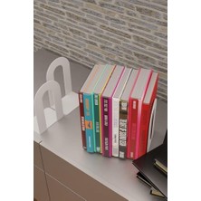 Aesco Dekoratif Beyaz Klasik Metal Kitap Tutucu, Kitap Desteği (Ikili Set) MK4B
