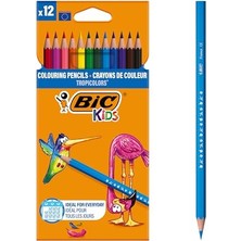 Aesco Bıc Kids Tropicolors Kuru Boya Kalemi 12 Renk, Kıymık Oluşturmaz, Ağaç Kesilmeden Üretilmiştir, Çiğnemeye Dayanıklı