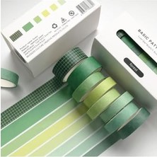 Aesco Forest Yeşil Temalı 7 Renkli Washi Bant • Sticky Note
