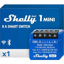 Aesco 1 Mini Gen 3 | Wifi ve Bluetooth Smart Switch Röle 1 Kanal 8A | Ev Otomasyonu | Alexa ve Google Home ile Uyumlu | Ios Android Uygulaması | Hub Gerekmez | Kuru Kontaklar