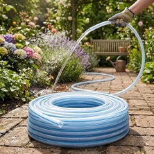 Aesco Örgülü Şeffaf Bahçe Hortumu 5 Metre Dayanıklı 3 Katlı Sağlam Çeşme Su Sulama Yıkama Hortum 12.5 mm 1/2"