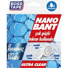 Aesco Tarafli Nano Bant, 19 mm x 3 mt Boyut, Seffaf Çift