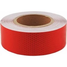 Aesco Fosfor Bant Petekli Kırmızı Şerit Bant 5 cm (5 cm x 5 Metre)