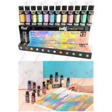 Aesco Rich Mastermix Akrilik Boya 12 Renk 60 ml 1 Paket Pastel Renkler Akrilik Boya 12 Li Profesyonel Tuval Canvas Boyası