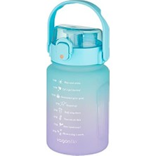 Aesco 1000 ml Pipetli/pipetsiz Kullanım Çift Renk Softtouch Motivasyon Matarası Sticker Hediyeli