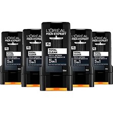 Odea L’oréal Paris Men Expert 5'li Total Clean 5'i 1 Arada Kömürlü Duş Jeli (5 x 300 Ml)