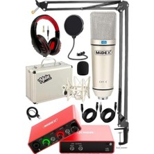 Odea Midex Special Paket-2 Stüdyo Ekipmanları GLX-700RD Ses Kartı Cx1 Mikrofon Kulaklık Stand