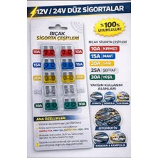 Aesco 10'lu Bıçak Sigorta Seti 10A-30A 12V/24V Araç Uyumlu Renk Kodlu Yüksek Performans