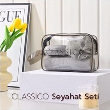 Odea Arvale Classico Seyahat Seti Banyo Seti Siyah - Duş Lifi, Sabunluk, Tarak ve Ayna Kapaklı Makyaj Kutusu