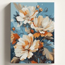 Odea Sayılarla Boyama Tuval Hobi Seti Çiçek Temalı Fırça ve Boya Dahil Set (Çıtalı) 50X70 cm Kendin Yap Sayılarla Tuval Boya Kiti (Kasnaklı)
