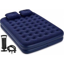 Odea Çift Kişilik Şişme Yatak 203X152X22 cm – 2 Yastıklı Taşınabilir Kamp Yatağı, El Pompalı Hava Yatağı, Ev Seyahat Kamp ve Misafir Kullanımı Için Konforlu Şişme Yatak