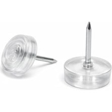 Odea Plastik Poligirit Çivili Tapa, Masa Sandalye Sehpa Ayak Zemin Koruyucu, Siyah ve Şeffaf Beyaz, Çap 1.5 Cm, 50 Adet (Şeffaf)