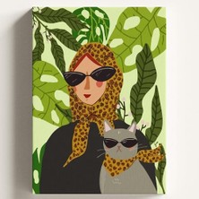 Odea Sayılarla Boyama Tuval Hobi Seti, Komik Kedi Temalı Fırça ve Boya Dahil Set (Çıtalı) 40X50 Cm, Kendin Yap Sayılarla Tuval Boya Kiti (Kasnaklı)