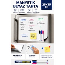 Hobialem Manyetik Beyaz Tahta, 25X35 Cm, Katlanabilir, Silinebilir, Magnet Planlayıcı, Kalem Hediyeli
