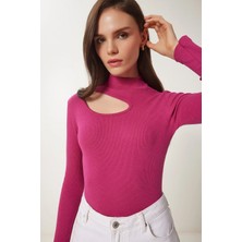 TeknoKapsül Happiness Istanbul Kadın Açık Mürdüm Cut Out Detaylı Fitilli Örme Bluz GT00065