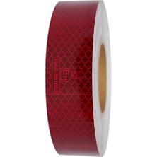 Odea BADEM10 Tüvtürk Onaylı Belgeli Bant 1 Metre 5 cm Kırmızı Reflektörlü Reflektif Fosforlu Şerit Bant Ikaz Bandı