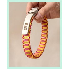 Odea El Yapımı Paracord ve Deri Köpek Boyun Tasması – Ayarlanabilir, Dayanıklı – Örgü Urban 14 (Pembe & Sarı)