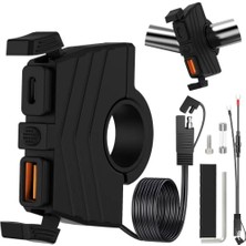 Odea Motosiklet Hızlı Şarj Cihazı 12V-24V Su Geçirmez Çift USB Type-C Pd Hızlı Şarj Portu Auna Bağlantılı Telefon Tablet Şarj Adaptörü, Motosiklet, Bisiklet, Atv, Tekne, Motor Aksesuarı Mt6