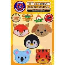 Odea Ütü ile Yapışan Arma Yama, Sevimli Hayvan Set (5 Adet) Ütüyle Yapışan Nakış Dokuma Aplike Patch