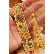 Odea Kolbi Craft,ayçiçekleri Van Gogh Püsküllü Altın Renk Metal Kitap Ayracı Hediyelik Sanatsal
