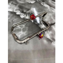 Velanee 15 cm Renkli Taş Detaylı Gümüş Renk Metal Çanta Klipsi