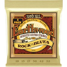 Odea Ernie Ball Earthwood Rock And Blues W/plain G 80/20 Bronze Acoustic Guitar Strings 3-Pack - 10-52 Gauge