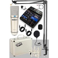 Odea Midex Cx1 Mixer Set Condenser Mikrofon Ses Kartlı Mikser + Stand + Filtre