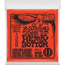 Odea Ernie Ball Sıska Üst Ağır Alt Slinky 8-String Elektro Gitar Telleri, Ölçü 9-80