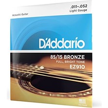 Odea Daddario EZ910 Akustik Gitar Tel Seti, 85/15 Bronze, Light Gauge