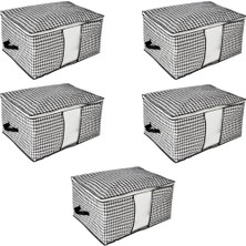 Odea Aee® 5 Adet Mega Boy Pencereli Hurç Seti 64X46X34 Büyük Boy Yorgan Hurcu Battaniye Yastık Baza Altı Dolap Üstü Çeyiz Bohçası Düzenleyeci Organizer