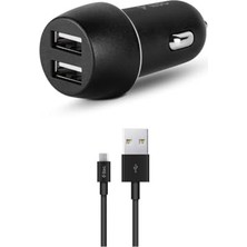 Odea Smartcharger Duo 3.1A Araç Şarj Aleti Çift USB + Micro USB Kablo Siyah