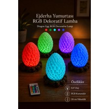 Benomtech Ejderha Yumurtası Dekoratif Masa Lambası Rgb E27 Duy 20 cm Dracora