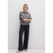 Mavi Şerit Detaylı Kapüşonlu (TENCEL™) Modal  Karışımlı Gri Sweatshirt 1S10443-82577